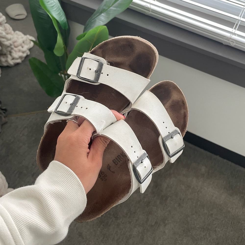 Pre-loved white Birkenstocks